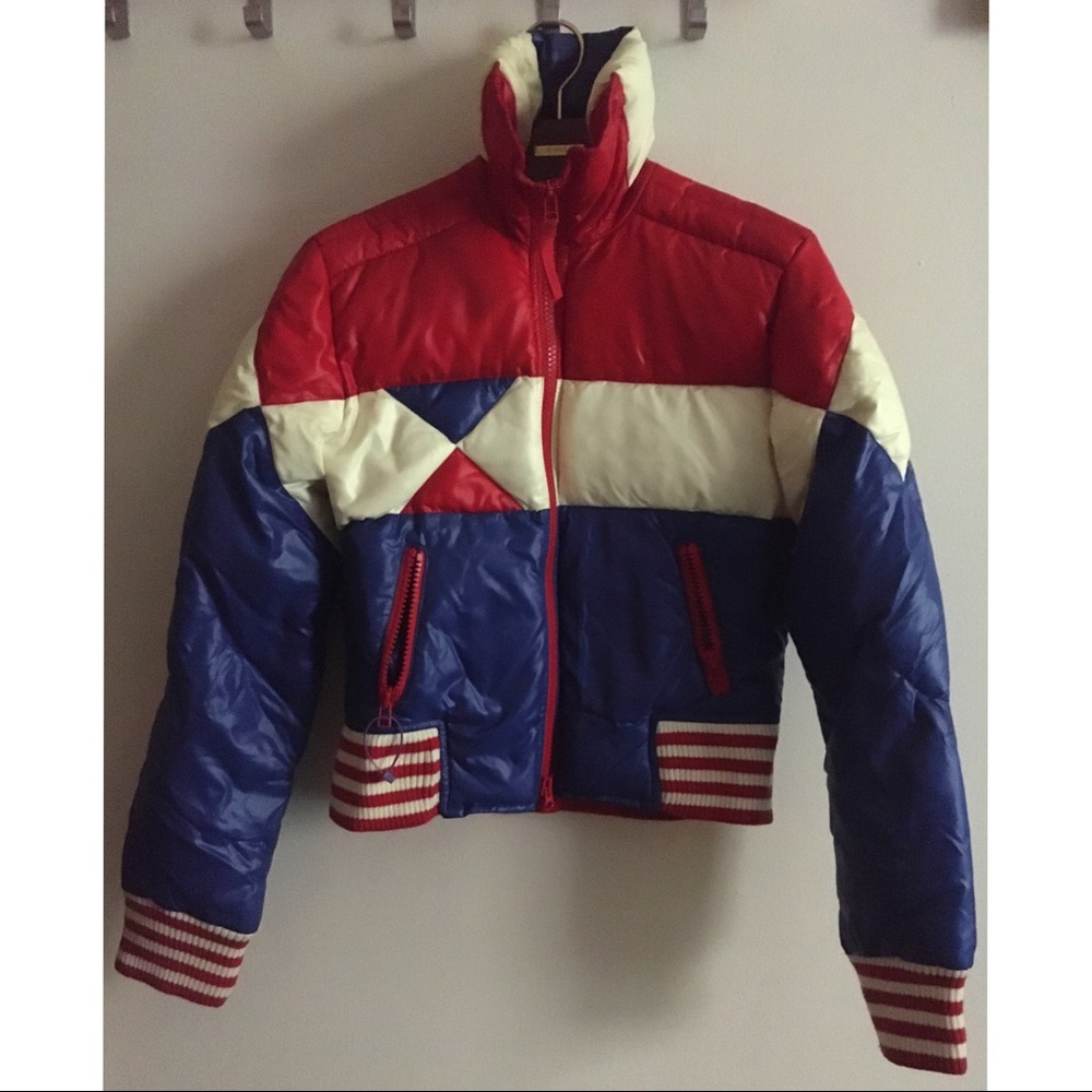 Down Winter Snow or Ski Diesel Puffer Parka Red Blue White Jacket Cool 😎 Style